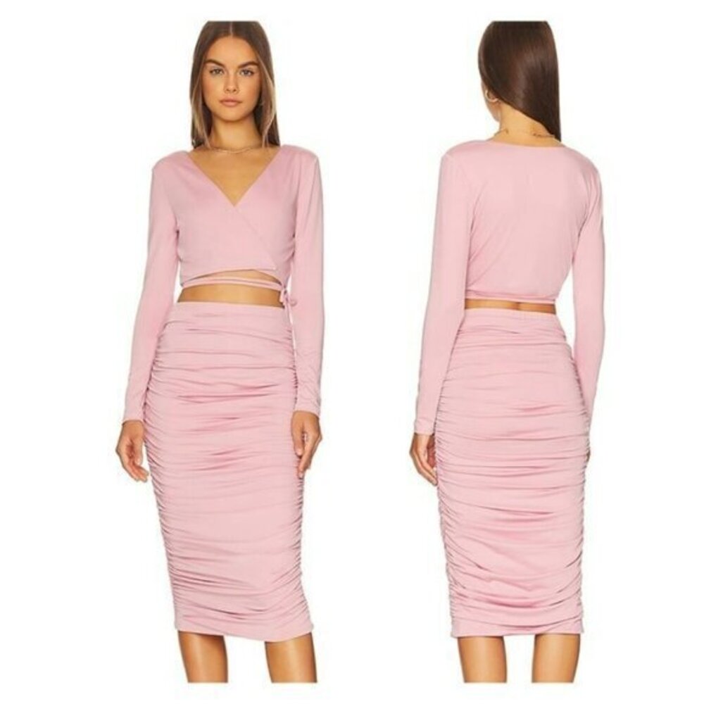 ALL THE WAYS Valerie Midi Skirt Set - Nude Pink